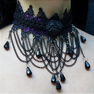 Gargantilha Marduk - preto com roxo