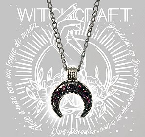 Pingente Meia lua com strass - ametista
