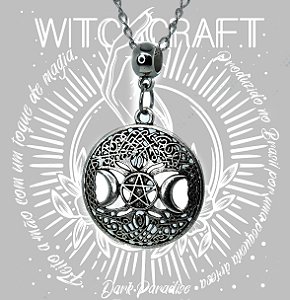 Pingente medalhão triluna com árvore da vida