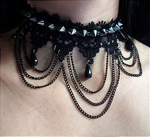 GARGANTILHA DE RENDA TEENAGER ANGST - Black