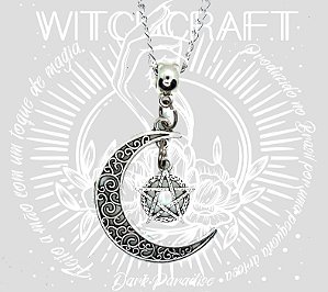 Pingente Meia Lua com pentagrama