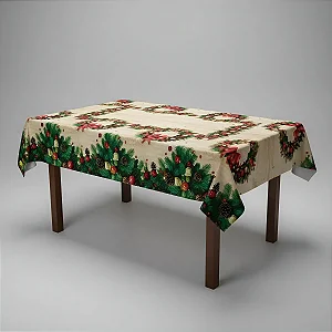 Toalha De Mesa  Retangular Impermeável Térmica Natalinas 1,50X1,40 4 Lugares
