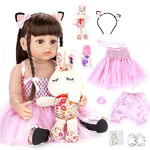 Boneca Bebê Reborn Corpo De Silicone Inteiro Pode Tomar Banho Menina Olhos Castanhos Em Estoque Enviado Do Brasil