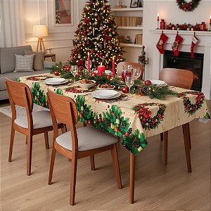 Toalha de mesa térmico impermeável retangular 2,00 X 1,40 Vila de Natal 6 lugares