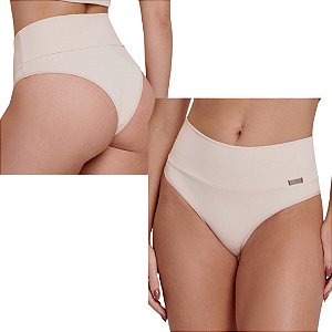 Calcinha tanga cintura alta microfibra kit 02 unidades