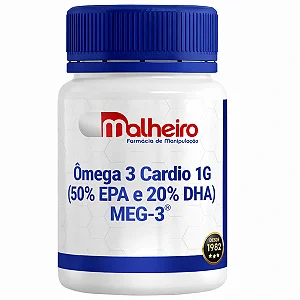 Ômega Cardio 1G (50% EPA e 20% DHA) – Alta Concentração com Certificação MEG-3®