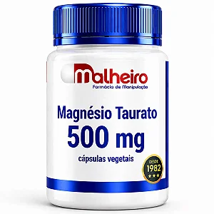 Magnésio Taurato 500 mg Cápsulas Vegetais – Coração e Equilíbrio