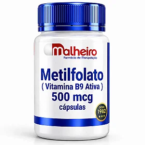 Metilfolato 500 mcg – Suplementação de Vitamina B9 Ativa com Alta Qualidade