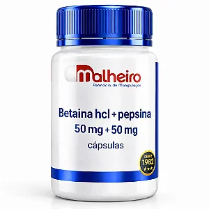 Betaína HCl 50 mg + Pepsina 50 mg – Apoio Leve e Eficiente à Digestão