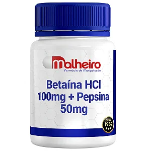 Betaína HCl 100 mg + Pepsina 50 mg – Apoio à Digestão de Proteínas