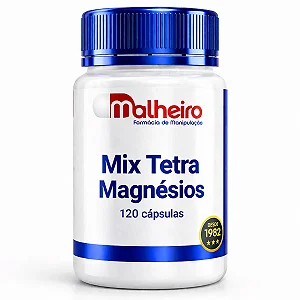 Mix Tetra Magnésios 580 mg 120 Cápsulas – Reposição Inteligente de Magnésio