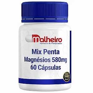Mix Penta Magnésios 580 mg 60 Cápsulas – Equilíbrio Mineral Avançado