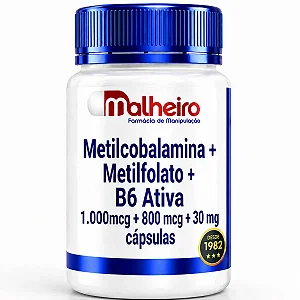 Metilcobalamina 1000 mcg + Metilfolato 800 mcg+ Vitamina B6 Ativa (P5P) 30 mg - Suporte Avançado de Energia, Humor e Clareza Mental