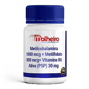 Metilcobalamina 1000 mcg + Metilfolato 800 mcg+ Vitamina B6 Ativa (P5P) 30 mg - Suporte Avançado de Energia, Humor e Clareza Mental