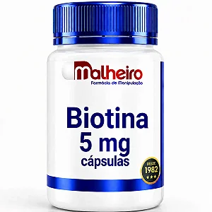Biotina 5 mg – Suplemento para Fortalecimento de Cabelos, Unhas e Pele