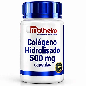 Colágeno Hidrolisado 500 mg Cápsulas | Pele, Cabelos e Articulações | Farmácia Malheiro