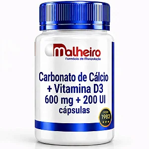 Carbonato de Cálcio 600 mg + Vitamina D3 200 UI – Cuidado Diário com Seus Ossos