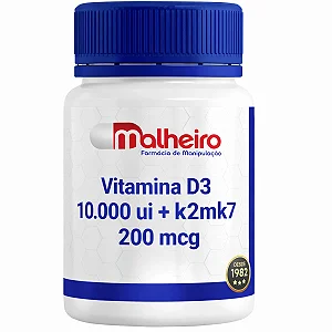 Vitamina D3 10.000 UI + Vitamina K2MK7 200 mcg – Alta Concentração e Sinergia Óssea