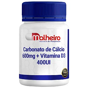 Carbonato de Cálcio 600 mg + Vitamina D3 400 UI – Suporte Ósseo e Equilíbrio Mineral