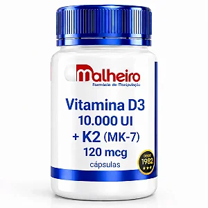 Vitamina D3 10.000 UI + Vitamina K2 MK7 120 mcg – Ossos, Imunidade e Vitalidade