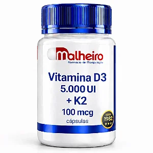Vitamina D3 5.000 UI + K2 MK7 100mcg Cápsulas – Equilíbrio Essencial