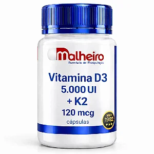 Vitamina D3 5.000 UI + K2 MK7 120mcg Cápsulas – Longevidade Ativa