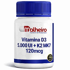 Vitamina D3 5.000 UI + K2 MK7 120mcg Cápsulas – Longevidade Ativa