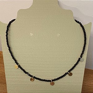 Choker Cristais com Confete - Preto