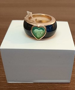 Anel Esmaltado Coração - Preto