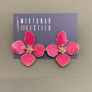 Brinco Flor Quatro Pétalas Grande - Pink