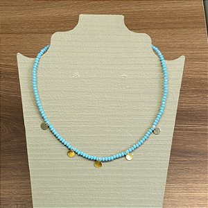 Choker Cristais com Confete - Turquesa