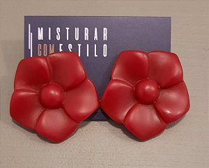 Brinco Flor De Resina - Vermelho Fosco