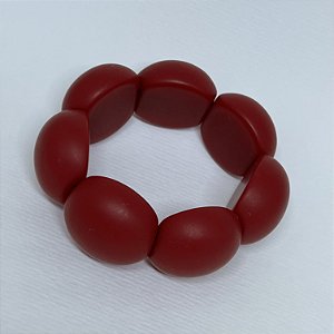 Bracelete de Bolas de Resina - Fosco - Vermelho