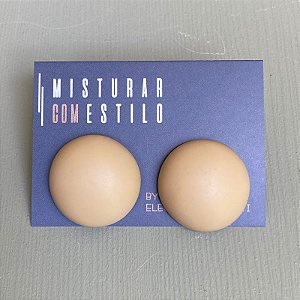 Brinco Bolão De Resina - M -Nude- Fosco