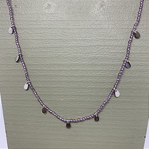 Colar Choker Bebela - Lavanda Semi - Ródio