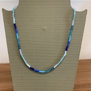 Colar Chocker Fio de Cristais - Degrade Azul