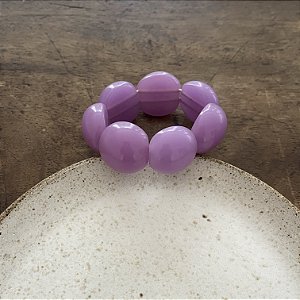 Bracelete de Bolas de Resina - Lavanda - Semitransparente
