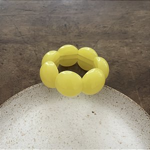 Bracelete de Bolas de Resina - Amarelo - Semitransparente
