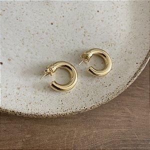 Argola Lisa Dourada Grossa - P