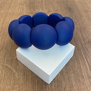 Bracelete de Bolas de Resina - Fosco - Azul Marinho - GG