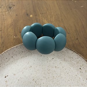 Bracelete de Bolas de Resina - Fosco - Turquesa Escuro
