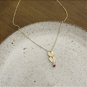 Colar de Coração Duplo Com Pingente