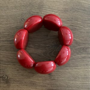 Bracelete de Bolas de Resina - Vermelho