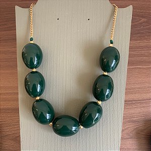 Colar Oval - Verde Musgo