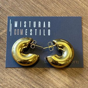 Argola Puff Grossa - M - Dourado