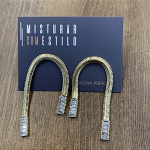 Brinco Malha Com Zircônia - Dourado