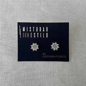 Brinco Flor de Zircônia - Dourado