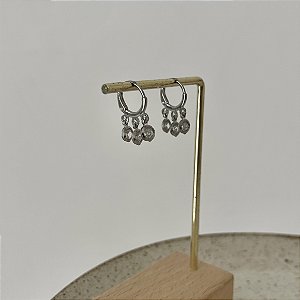 Argola Betina Cristais - Ródio