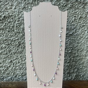 Colar Cora Cristais e Confetes - Ródio