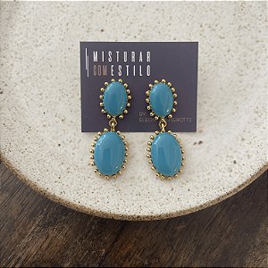 Brinco Aurora Resina Duplo - Turquesa